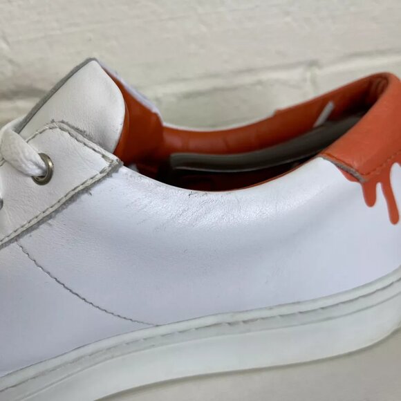 Greats Brooklyn Fuku Low White Orange Leather Sneakers Lace up Men's Size 10 US - Picture 9 of 12